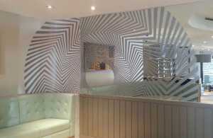 Oasis Graphics Co, Pizza Express, Rebranding, Digital Wallpaper, Dibond Mirror 3A Composites USA