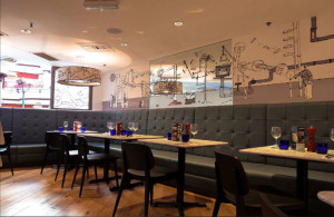 Oasis Graphics Co, Pizza Express, Rebranding, Digital Wallpaper, Dibond Mirror 3A Composites USA