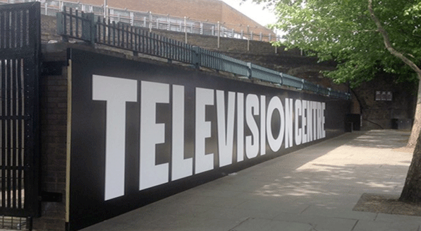 bbc television center, building wrap, Service Graphics, Dibond