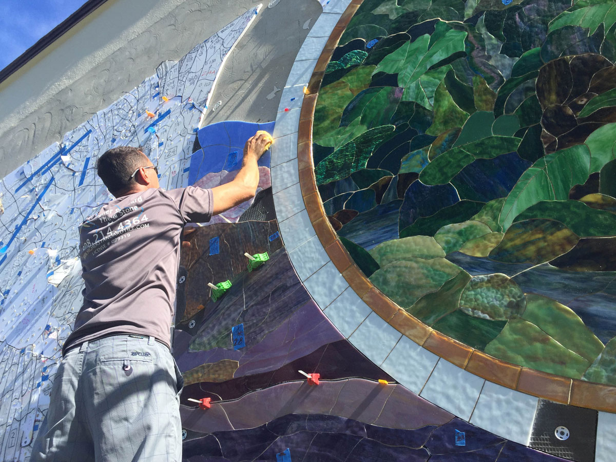 Stained Glass Mural, by Calley ONeill, Waimea, Hawaii, Gatorfoam Graphic Display Board, Photography by Kealoha J Gardener
