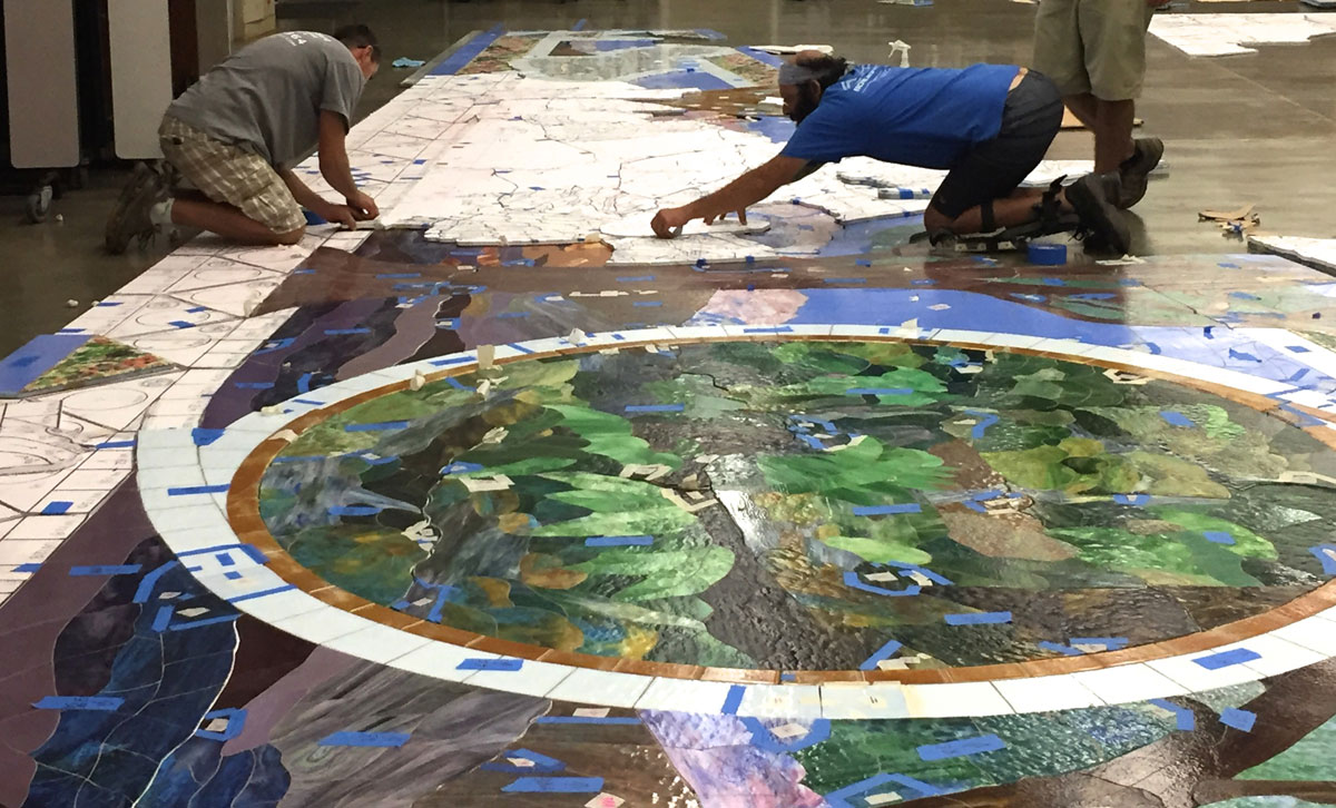 Stained Glass Mural, by Calley ONeill, Waimea, Hawaii, Gatorfoam Graphic Display Board, Photography by Kealoha J Gardener