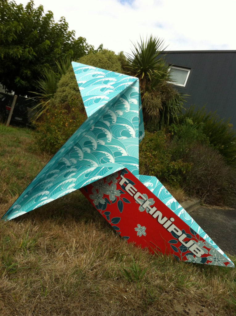 Technipub, Cocette en Papier, Origami Sculpture, Dibond Aluminum Composit, 3A Composites