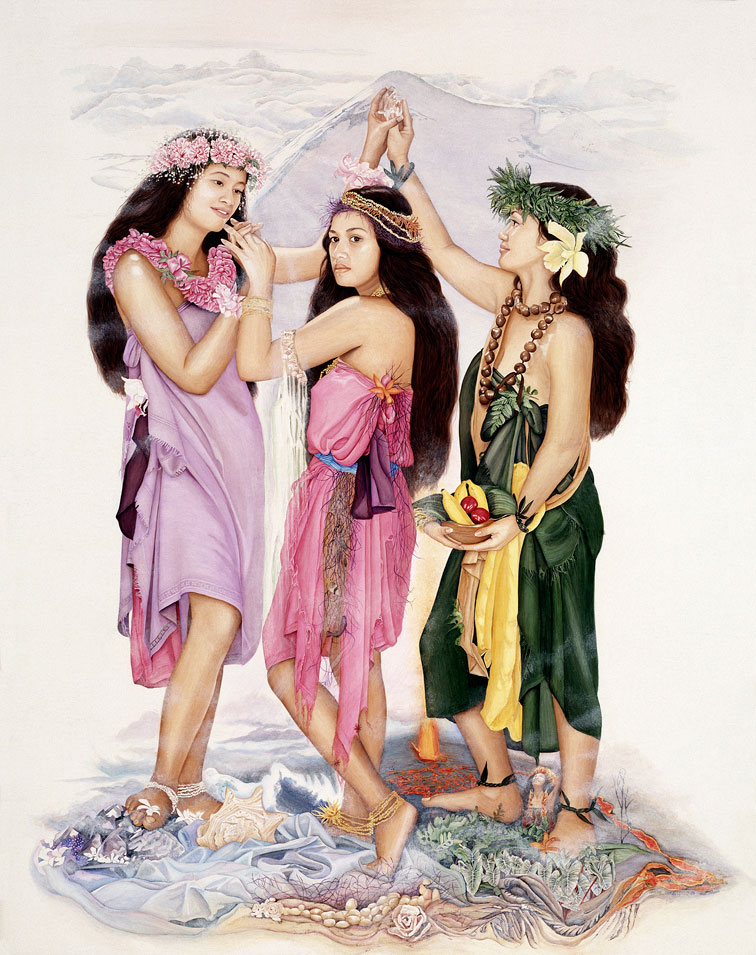 Three Hawaiian Graces Calley ONeill, Goddess Paintings, Gatorfoam, 3A Composites Graphic Display USA