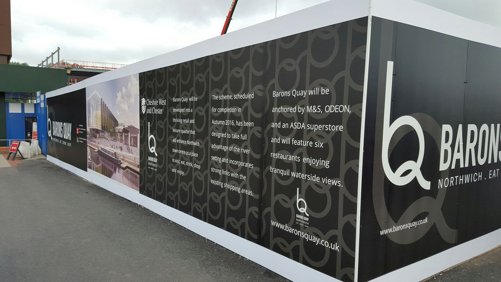 Spiral Colour Hoarding Printing, Cheshire West Chester Council, Dibond Aluminum Composite