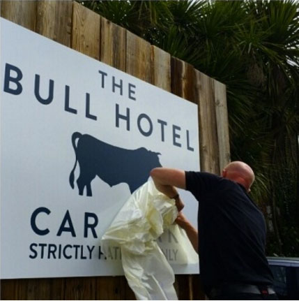 The Bull Hotel, Exterior Dibond Signage, Creative Solutions