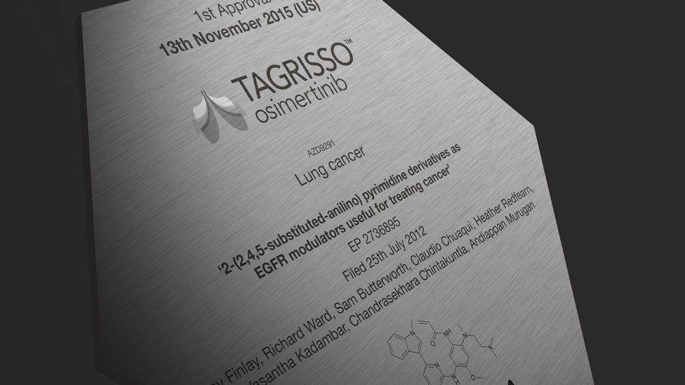 AstraZeneca, Bespoke Interior Signage, Parker Design Consultants, Spiral Colour, Brushed Dibond Aluminum Composite Material, 3A Composites Graphic Display USA Blog, Photo Parker Design