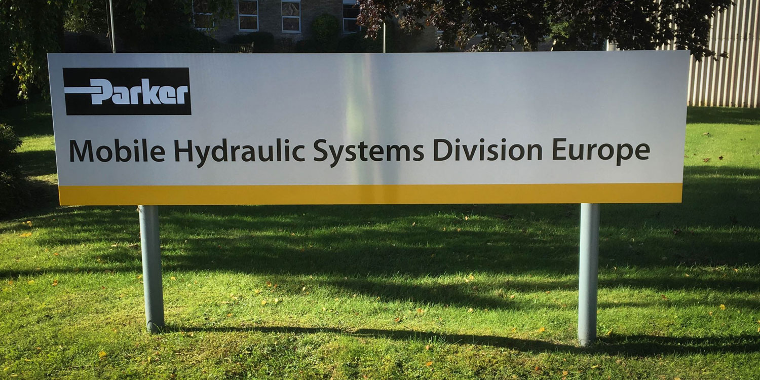 Creative Solutions, Parker Hannifin, Exterior Signage, Rebranding, Somerset, Dibond Aluminum Composite