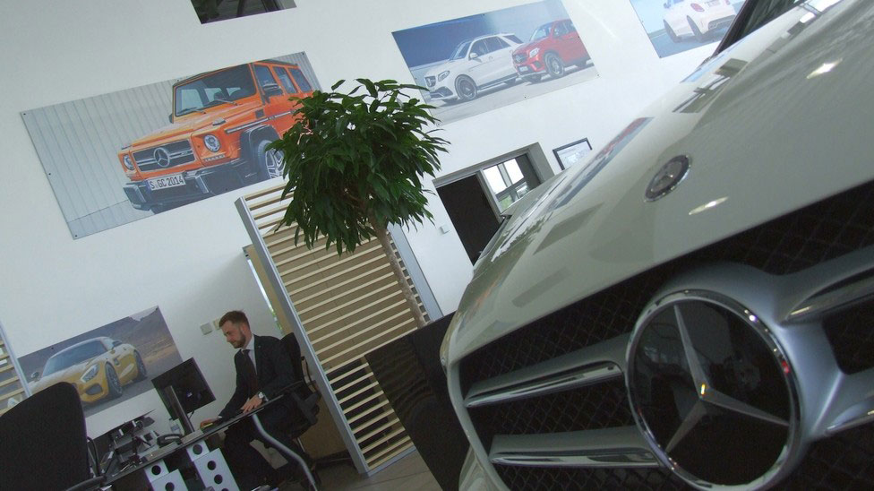 Spiral Colour, Mercedes Benz, Macclesfield, UK, Showroom, Dibond Interior Signage