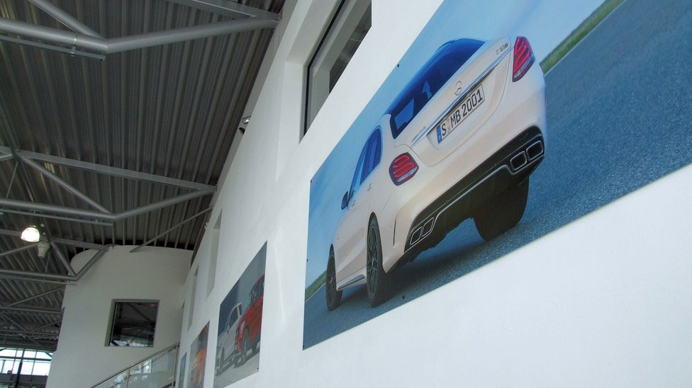 Spiral Colour, Mercedes Benz, Macclesfield, UK, Showroom, Dibond Interior Signage